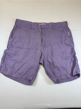 Onia Lavender Straight-Fit Linen Blend Shorts